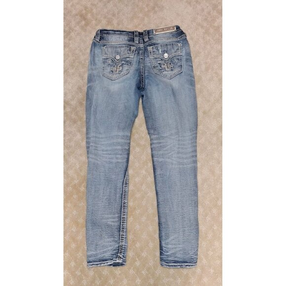 Rock Revival Jeans Women's Size 32x30 Aliana Easy Skinny Light Wash Distressed - Picture 4 of 5